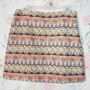 NEW LOFT Orange Brocade Mini A Line Skirt womens 8